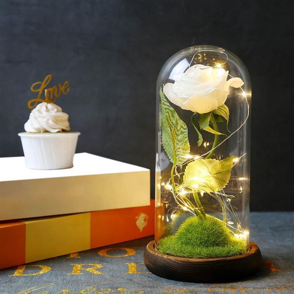 

dropshipping 2021 galaxy rose flashing flowers in flask glass dome for valentine's mother's day birthday gift wedding decoration