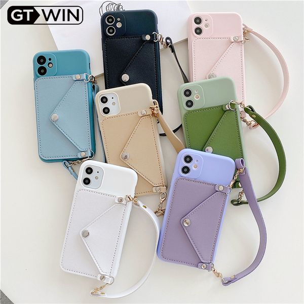 

new silicone lanyard wallets phone case for iphone 12 11 pro max se 2020 x xr xs max 6 6s 7 8 plus 12 pro card strap holder shell