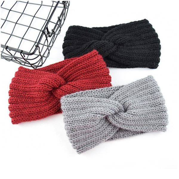 

knitted headbands solid color crochet woolen headband winter warm thicken weaving cross handmade diy hairband yoga headd qylqgz