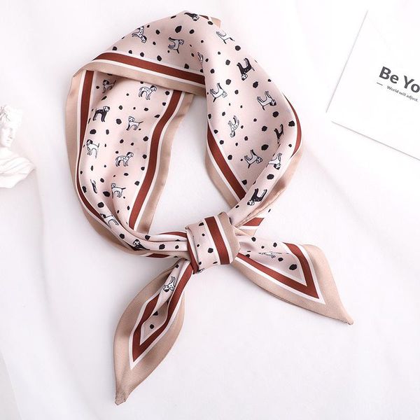 

2020 fashion animal print women silk scarf small handle bag ribbons handkerchief female hair scarves foulard showl 90*10cm, Blue;gray