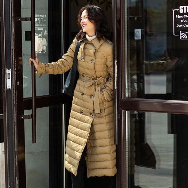 

of cultivate morality show thin and long winter over-the-knee light warm white duck down down jacket female 31111, Black