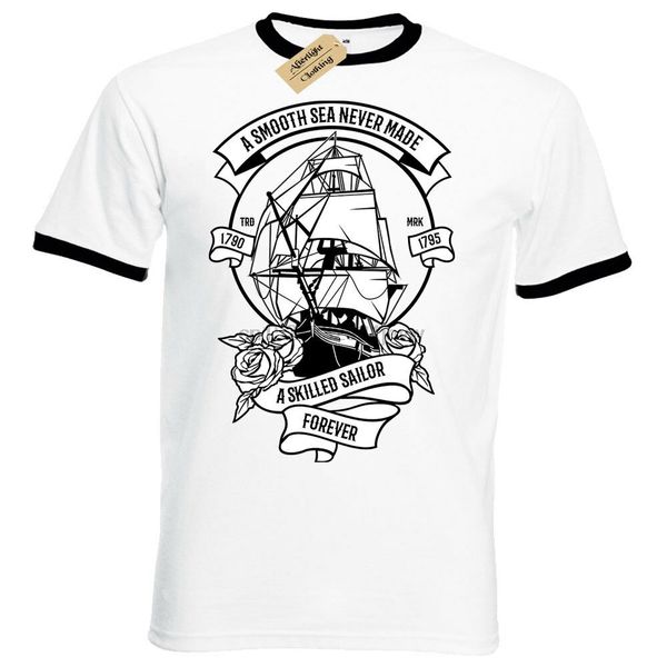 

a smooth sea mens ringer sailor gift boat ship 2020 summer new costumes for men tee hoodie designers t shirts sweatshirt