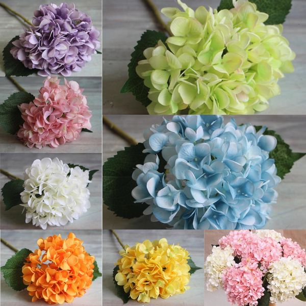 

head party supplies 47cm artificial hydrangea flower fake silk single real touch hydrangeas colors for wedding centerpie o817z