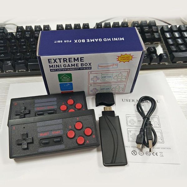 

1080p output mini retro game console built in 568 nes/fc classic handheld games video dual player wireless controller1