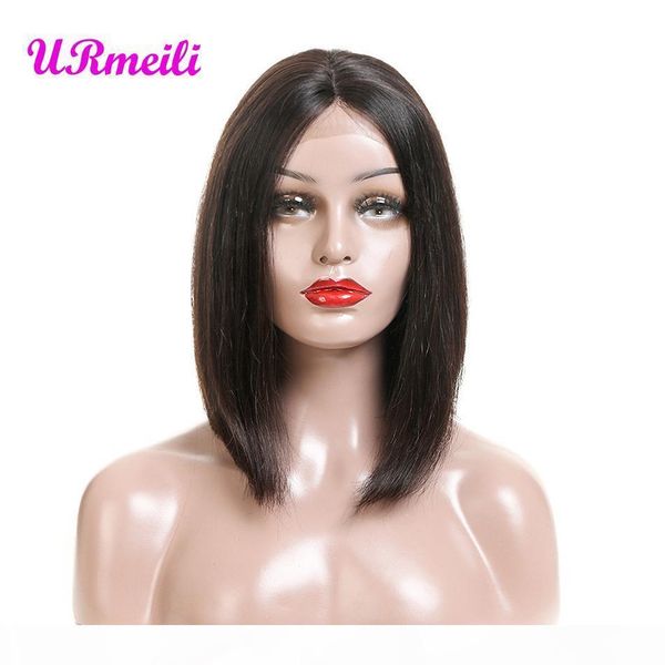 

боб париков бразильский прямой короткий парик фронта человеческих волос парики для чернокожих женщин pre щипковых с ребенком волос ломбера r, Black;brown