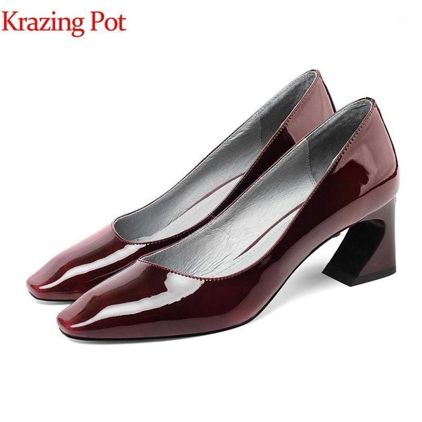 

krazing pot 2020 full grain leather gradient color high heels square toe european autumn new arrival nightclub pumps l031, Black