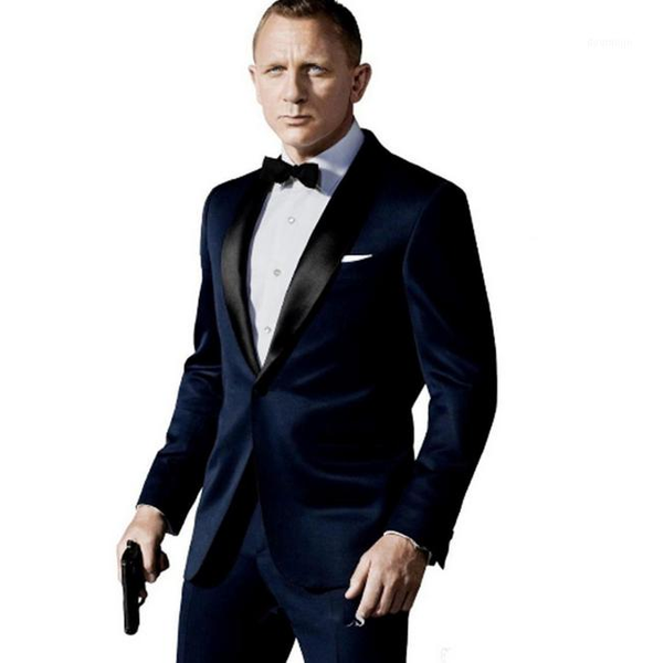 

2020 new dark blue groom men suit tuxedos jacket+pant+tie mens fashion tux tuxedos boyfriend blazer bridegroom mens clothing1, White;black
