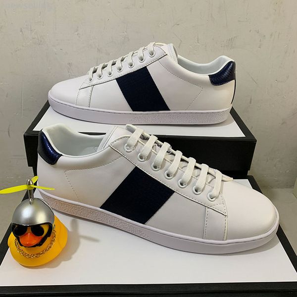 

classic designer shoes ace embroidered mens women casual shoes genuine leather white black designer sneaker stripe flats shoes 36-45, White;red