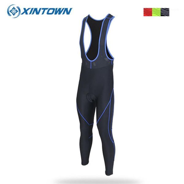 

xintown autumn 2020 men women cycling pants bicycle tights sportswear gel padded tights long bib pant cycling clothing1, Black;blue