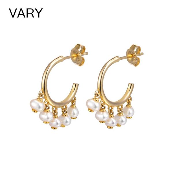 

hoop & huggie vary exquisite girl korean pearl gold 925 sterling silver round earrings, Golden;silver