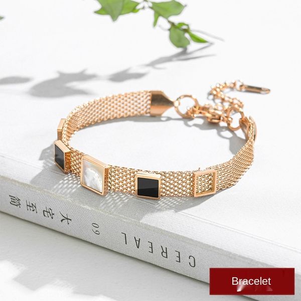 

m8x7g black and white shell square watch style listing new female net product tiktok hand accessories bracelet ring trembling braceletbracel, Golden;silver