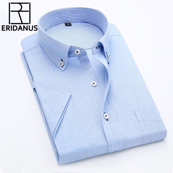 

men's casual shirts wholesale- 2021 summer korean cultivating high-grade solid color oxford shirt patchwork striped collar short-sleeve, White;black