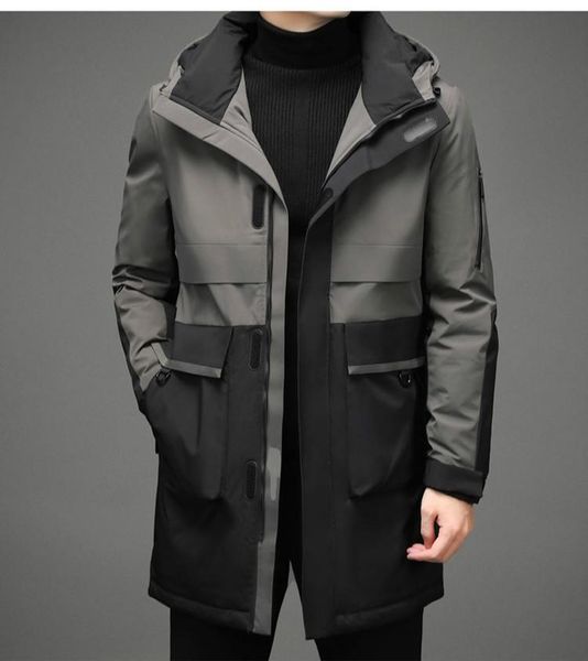 

new winter coat mens long type thickened 90% gray duck down male down jacket business leisure, Black