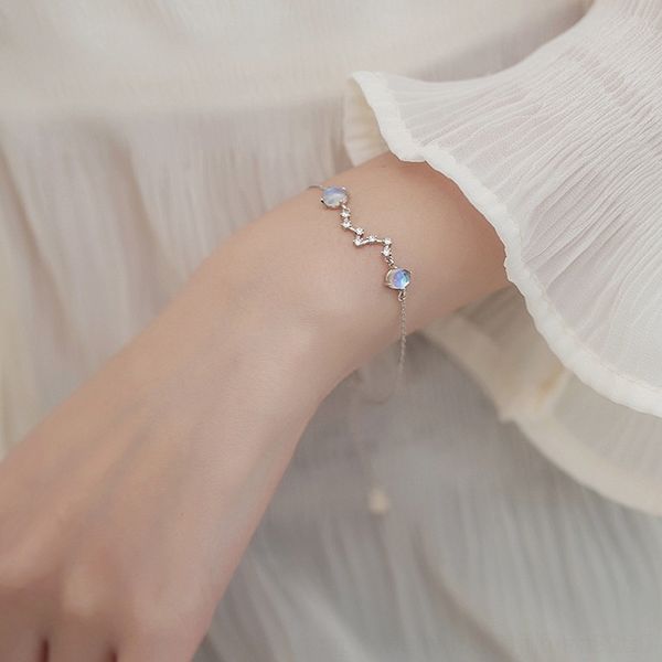 

bjzlp lucky ins star seven braceletsimple design female sterling silver student bracelet korean female version bracelet braceletnational min, Golden;silver