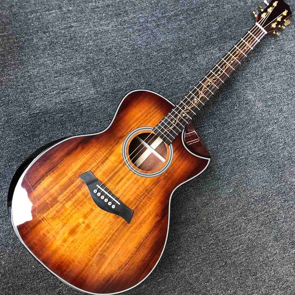 

custom 6 strings koa acoustic electric guitar life tree inlay