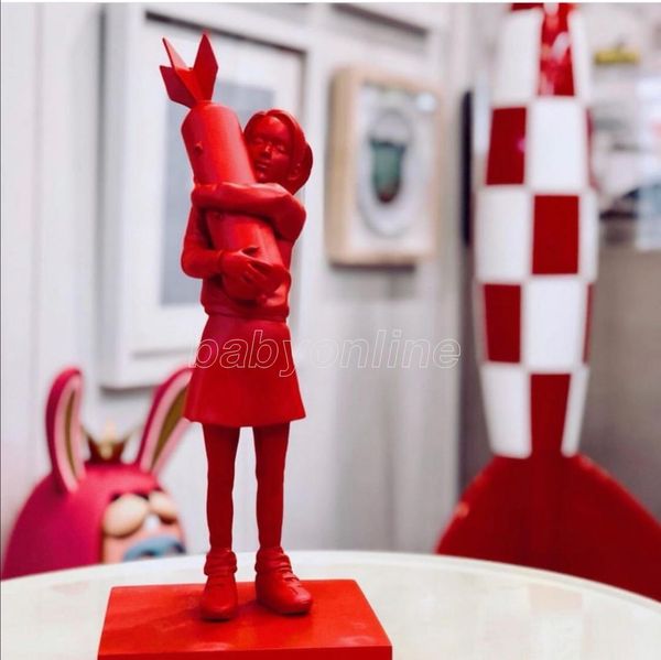 

современное искусство роскошный 32см medicomtoy banksy bomb bomb hearge flycegirl art resin statue creative home gifts desktop decor