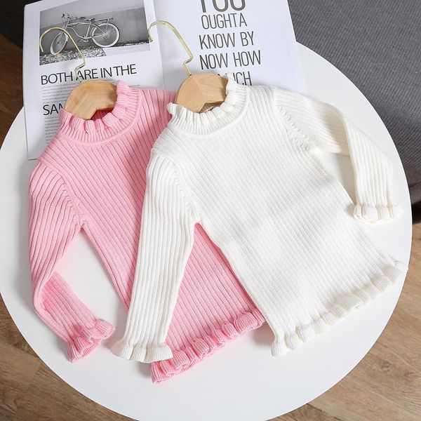 

baby girls sweater 2019 new kid's fitted ribbed ruffle sweaters autumn winter knitted girls pullover rt789 bbymdr homebag, Blue