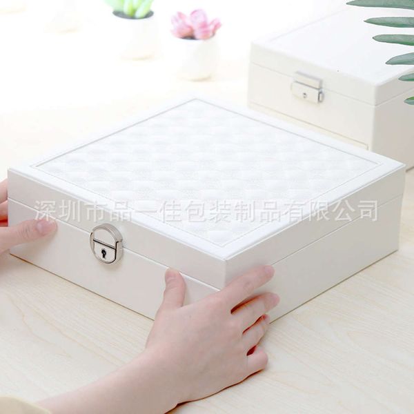 

jewelry embroidered korean pu wooden leather princess watch storage make up ring box 68xlt08j, Slivery;brown