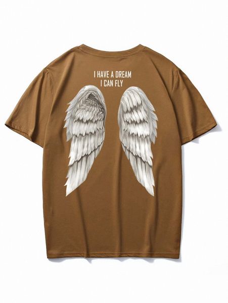 

men wing & slogan graphic tee t5lv#, White;black