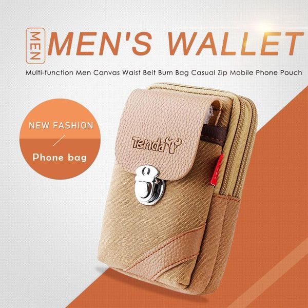 

waist bags multi-functional men festival gifts canvas bag casual phone purse travel double layer zipper belt pouch1