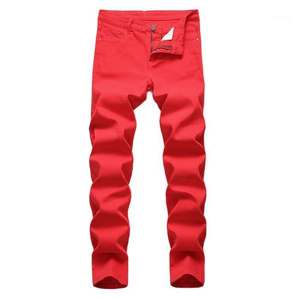 

2020 new men's fashion jeans business casual straight leg skinny yellow red jeans men punk pants male streetwear moda masculina1, Blue