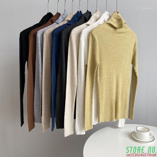 

solid color base sweater high neck sweater 2021 winter korean style with basic slim female1, White;black