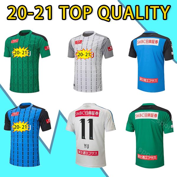 

2020 kawasaki frontale soccer jerseys j1 league #11 yu home blue soccer uniform mens #14 kengo away white football shirt, Black;yellow