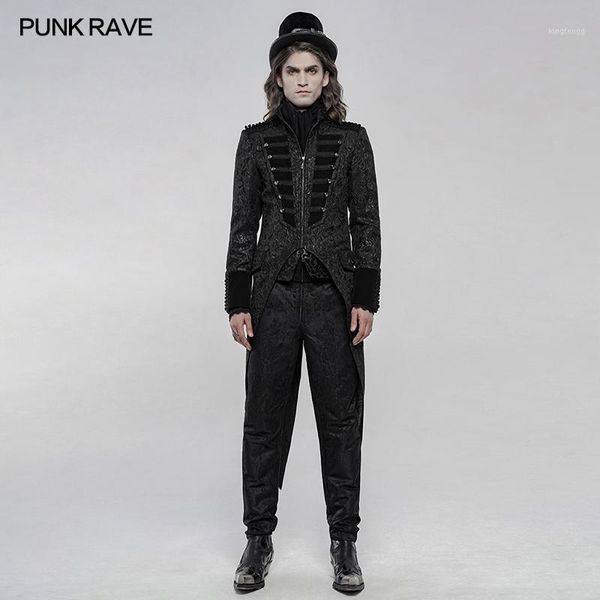 

punk rave men's gothic jacquard tuxedo coats victorian gorgeous party evening dinner dress long coat men jackets1, Tan;black