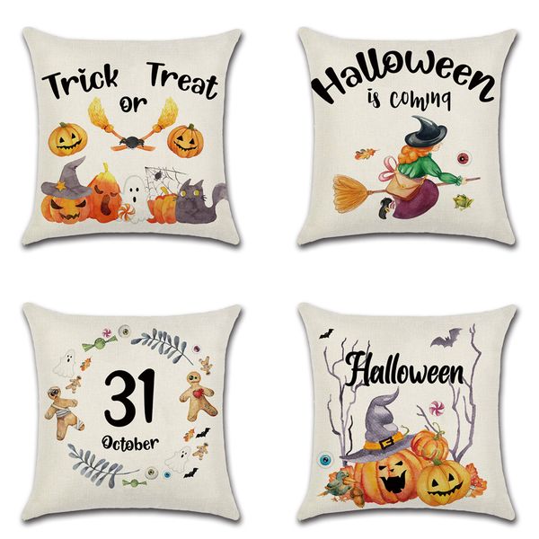 

happy halloween festival trick or treat cushion covers cartoon candy pumpkin broom pillow cases sofa chair deocration