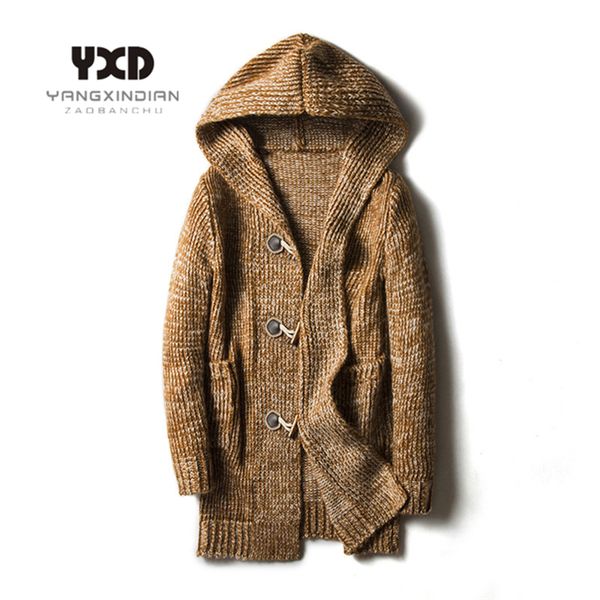 

plus size 5xl autumn winter mens loose long cardigans sweaters new fashion jumpers mens knit hooded sweater jersey hombre 201105, White;black