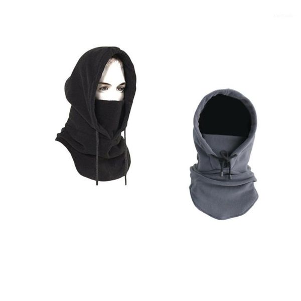 

cycling caps & masks 2 pcs windproof hat thickened ski face mask fleece hood sports cap for riding skiing mountaineering (grey + black)1