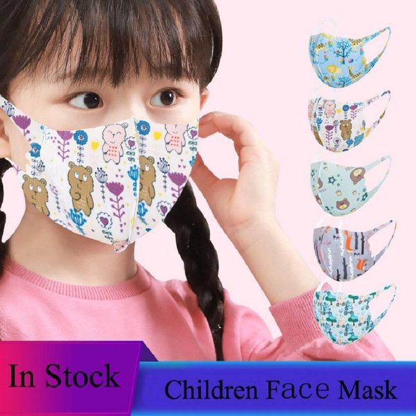 

designer face mask kids face masks children's cartoon printed masks can wash children's protective breathable students wholesale, Black