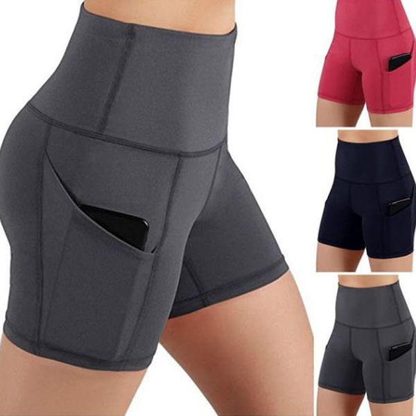 

gym jogging running shorts women high waist lifting push up tight sports pocket fitness yoga short pant, White;black
