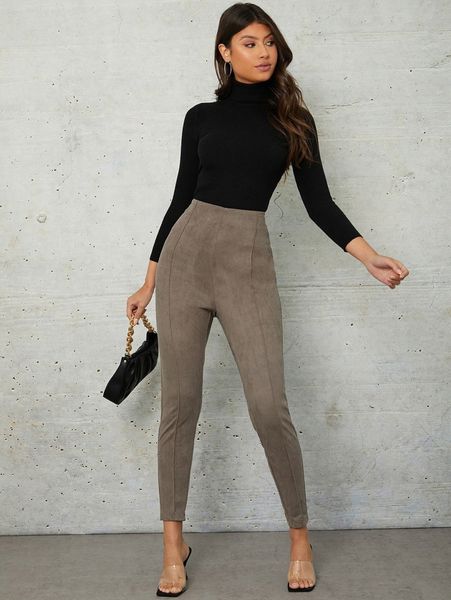 

high waisted cropped pants n6pl#, Black;white