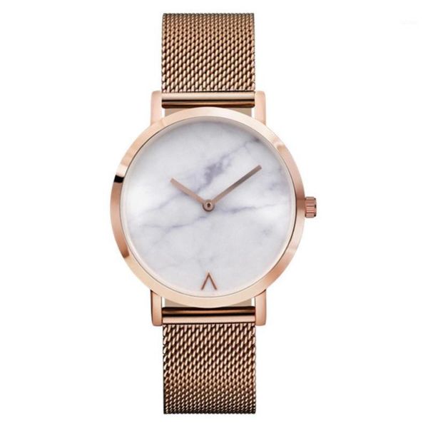 

rose gold ultra thin bracelet women's fashion watch 2018 ladies minimalist design marble clock quartz wristwatches1, Slivery;brown