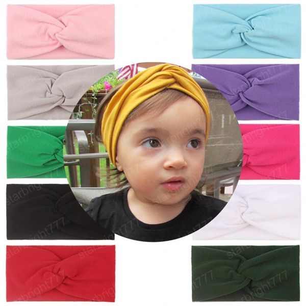 

children twist hair band new lovely baby elastic headband cotton knot head wear hair accessories, Slivery;white