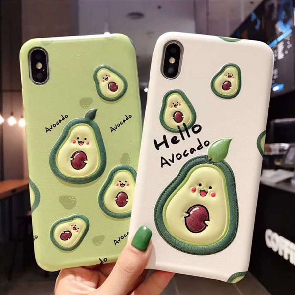 

1dwvip 3d avocado printed case with cartoon on the back for vip 6, 6s, 7, 8 plus, x, xs, xr, xsmax