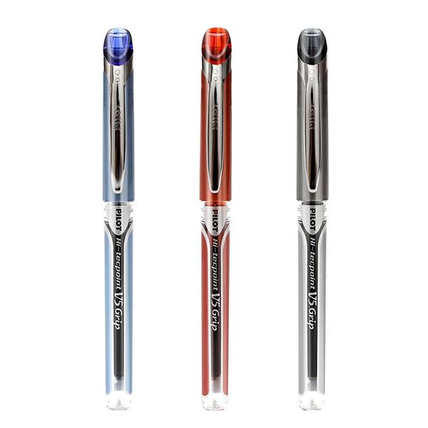 

pilot hi-tecpoint grip bxgpn-v5 0.5mm extra fine rollerball pen gel pen test special japan black/blue/red color
