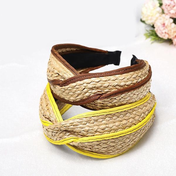 

summer girls wide hair hoop grass weave headwear hair band head band for beach travel women pure color hair accessories q bbyhdc