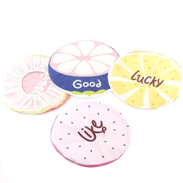 

shower caps bath cap, cartoon hat for women teen, fruit printed waterproof hair protection reusable pleated elastic cap
