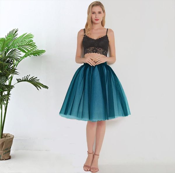 

5 layers 60cm princess midi tulle skirt pleated dance tutu skirts womens lolita petticoat jupe saia faldas denim party skirts, Black