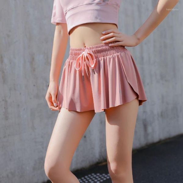 

yoga outfits women's sports shorts anti-exposure fake skirt fashion loose quick-drying breathable running fitness female slimming pants, White;red