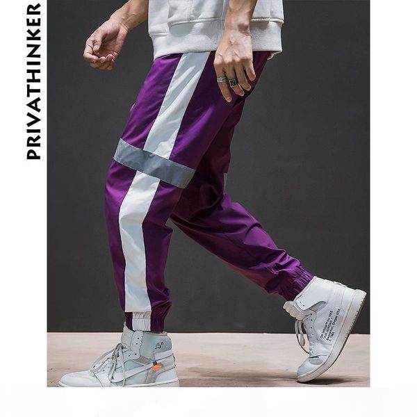 

боковая полоса шаровары мужчины 2019 mens streetwear светоотражающего черный sweatpants мужской корейские моды повседневных бегуны, Black
