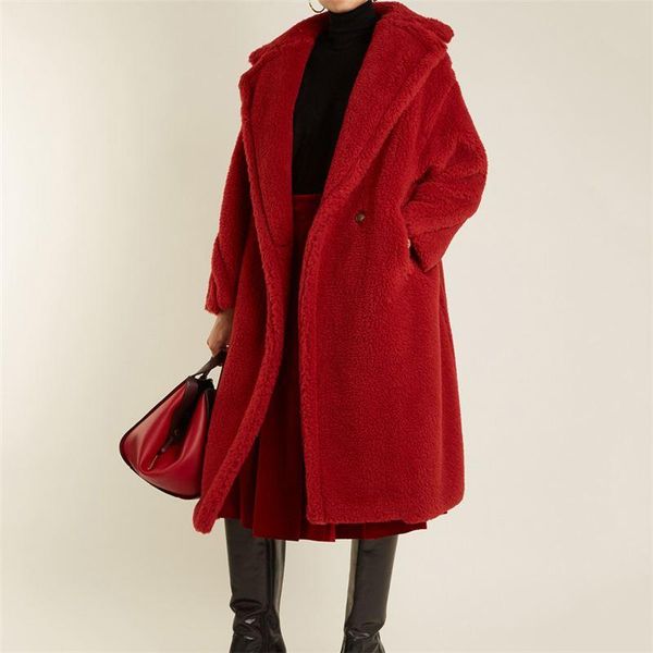 

поддельный искусственного меха толстые теплое пальто осень куртка женщин шерсти овечки зима женский элегантный мягкий завитые тедди негабари, Black