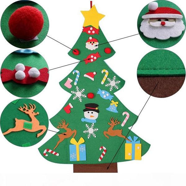 

1pack 3ft diy войлок рождественская елка set + съемные украшения гобелен xmas подарки для рождественских украшений