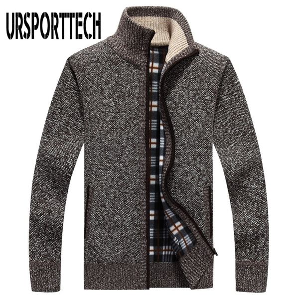 

ursporttech new cardigan coat casual stand collar male jacket coats fashion men knitted sweater plus size -3xl 201211, White;black
