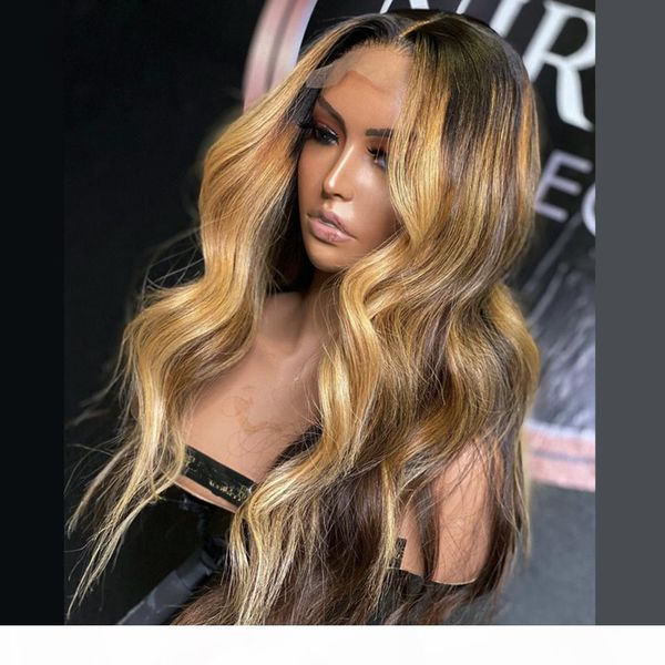 

water wave brazilian hair u part wigs heighlight blonde 13x4 6 lace part wig for black women with baby hair, Black;brown