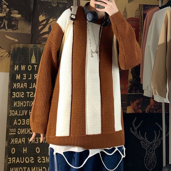 

2021 men's blouse autumn thin new winter pure mesh knit relaxed sweater young clothing ljiy, Black