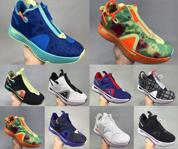 

2020 paul george pg 4 iv pg 4 gatorade white mens basketball shoes blue green pg4 sports sneakers trainers outdoor zapatos chaussures