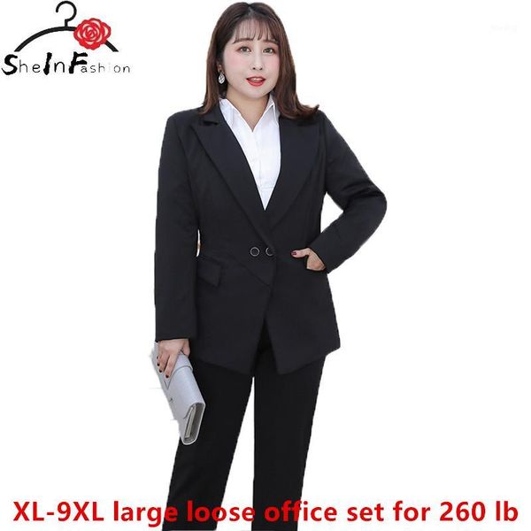

plus size 9xl office woman large loose office blazers and pants formal sets women's jacket suits blazer ladies femme mujer1, White;black
